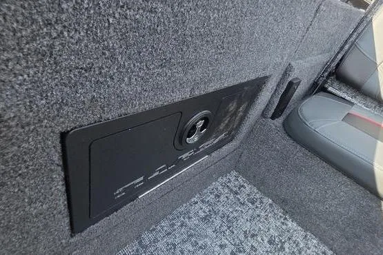 Slide: The Image of Interior view of 2026 Tracker Targa V18 Combo boat, featuring a secure storage compartment. - 13