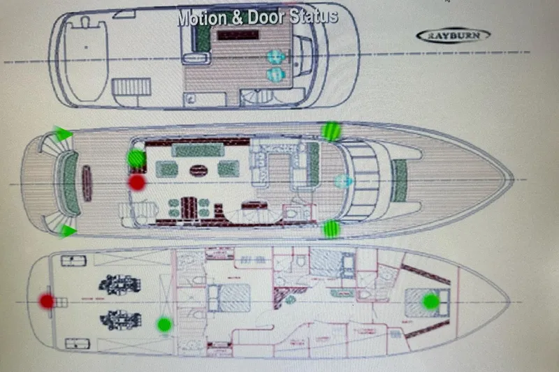 Slide: The Image of 2001 Rayburn Flush Deck yacht on sunny day, wooden deck, ocean view. - 60