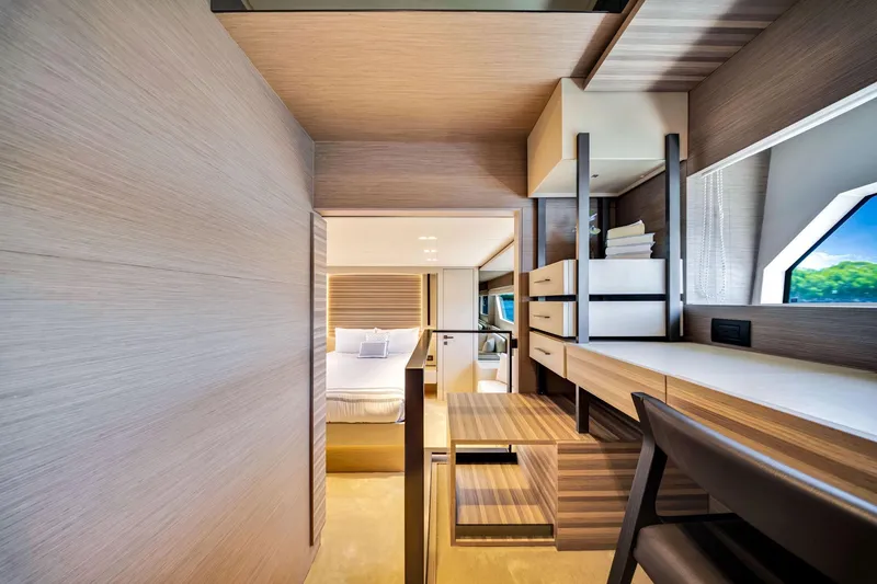 Slide: The Image of Luxurious interior of 2022 Ferretti Yachts 670, featuring modern design and elegant furnishings. - 40