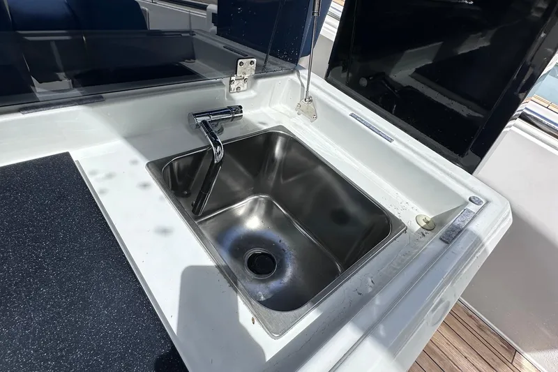 Slide: The Image of Stainless steel sink on 2020 Fjord 44 Open yacht, featuring modern design and functionality. - 20