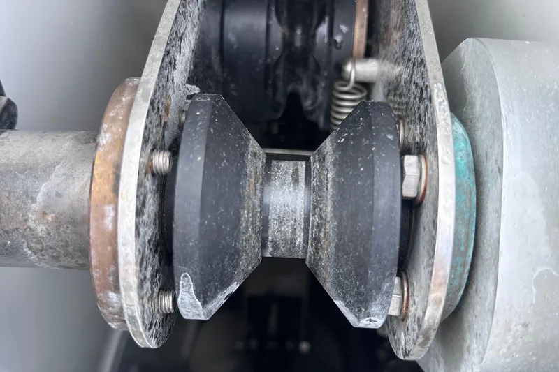 Slide: The Image of Close-up of mechanical component on 2020 Fjord 44 Open boat. - 44