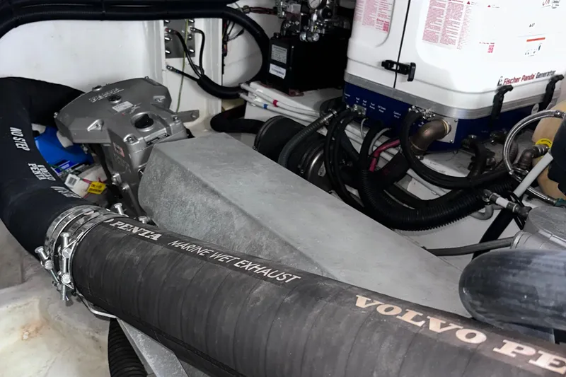 Slide: The Image of Engine room of 2020 Fjord 44 Open with Volvo Penta marine wet exhaust system. - 66