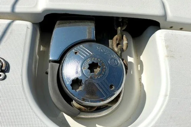 Slide: The Image of Anchor windlass on 2007 Jeanneau Sun Odyssey 42 DS sailboat deck. - 15