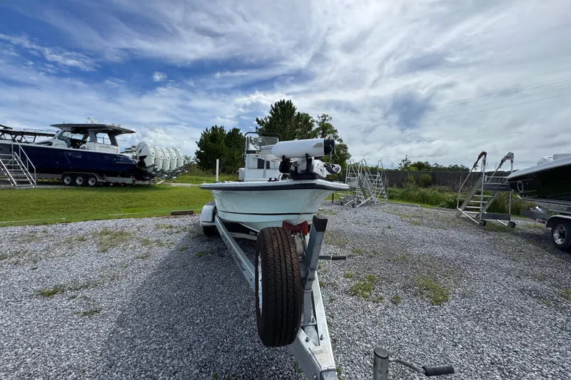 Slide: The Image of 2018 Blazer Bay 2170 boat on trailer in outdoor storage area. - 5