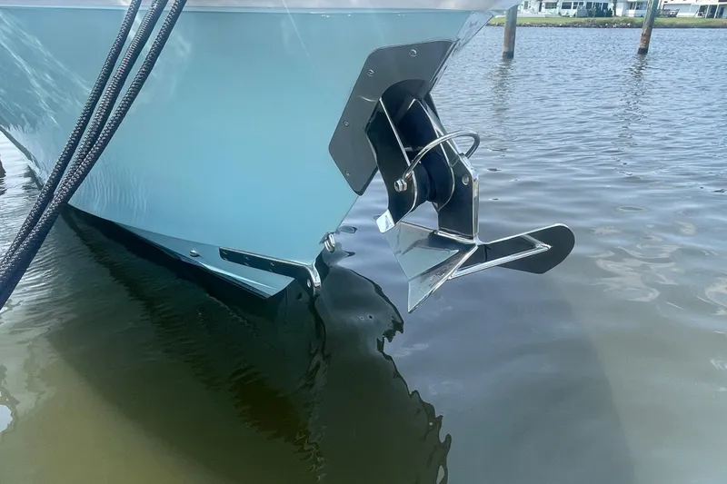 Slide: The Image of 2020 Jupiter 38 boat anchor detail in calm water. - 6
