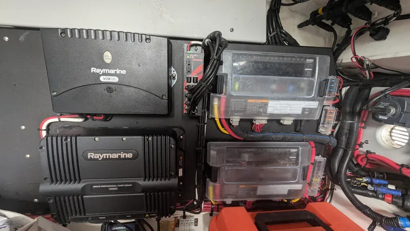 Slide: The Image of Electrical system of a 2021 Vela 368 Center Console with Raymarine equipment. - 15