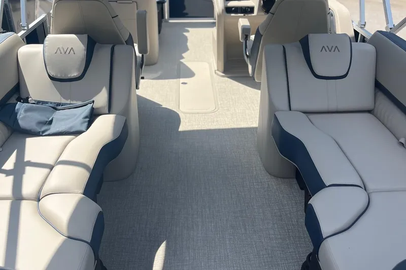 Slide: The Image of Luxurious interior of 2026 Avalon 23 LSZ Quad Lounger with plush seating. - 6