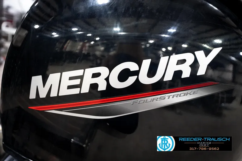 Slide: The Image of Mercury FourStroke engine on a 2016 Bennington 2375 GCW, Reeder-Trausch Marine logo visible. - 51