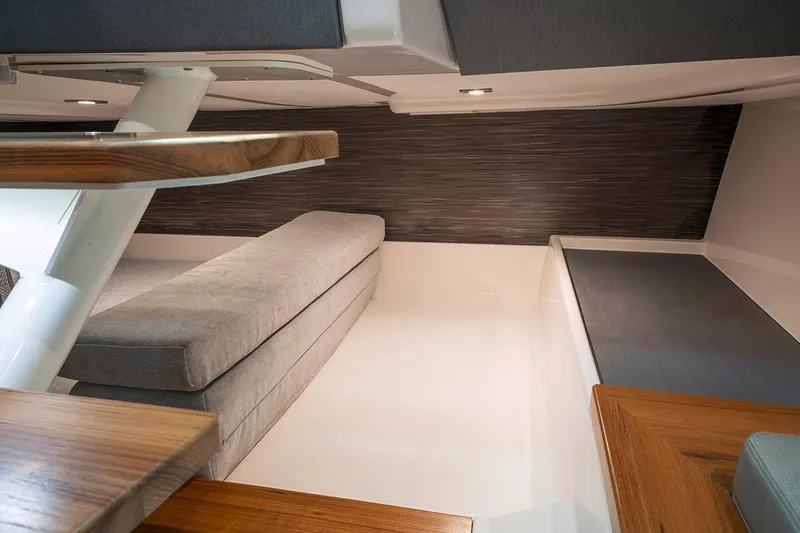 Slide: The Image of Manufacturer Provided Image: Interior cabin of 2021 Tiara Sport 43 LS luxury yacht with modern furnishings. - 37