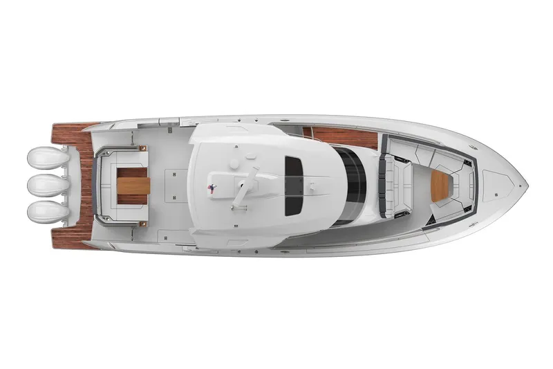 Slide: The Image of Manufacturer Provided Image: Top view of 2021 Tiara Sport 43 LS luxury yacht with triple outboard engines. - 43