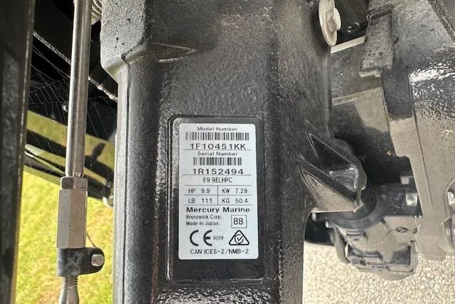 Slide: The Image of Label on Mercury Marine engine, model F9.9ELHPC, attached to 2020 Lund 1775 Adventure Sport. - 16