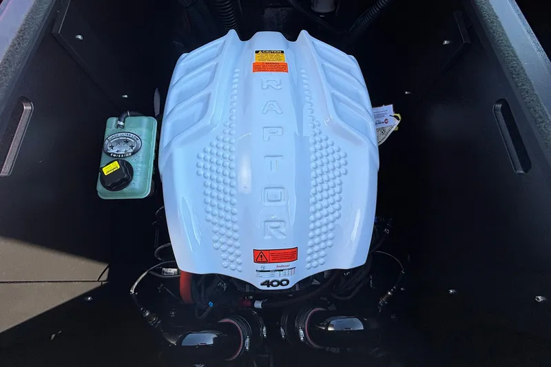 Slide: The Image of Engine compartment of 2026 ATX Surf Boats 24 Type-S with Raptor 400 engine. - 27