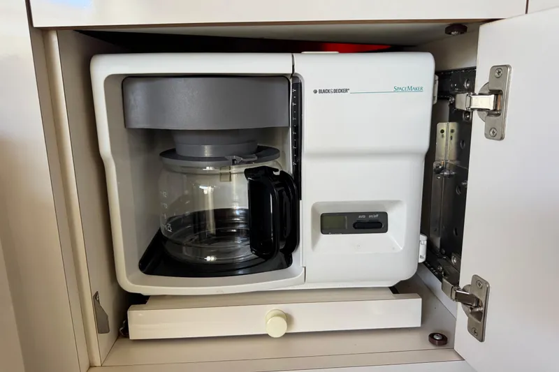 Slide: The Image of Built-in Black & Decker SpaceMaker coffee maker in a 1997 Sea Ray 400 Sundancer yacht. - 18