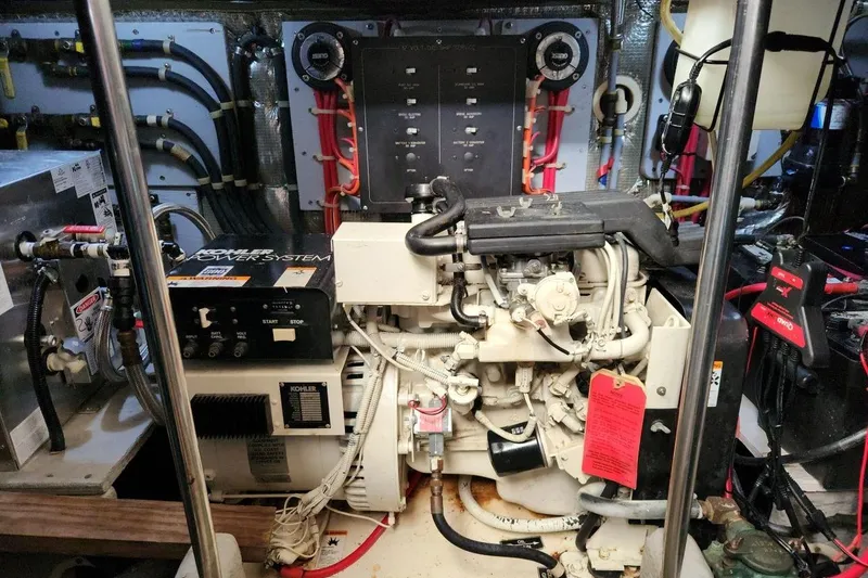 Slide: The Image of Engine room of a 1997 Silverton 402 Motor Yacht with Kohler power system. - 36
