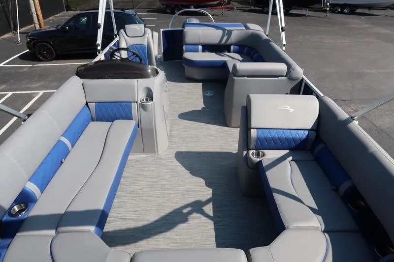 Slide: The Image of 2021 Bennington 21 LL pontoon boat with spacious seating and modern design. - 6