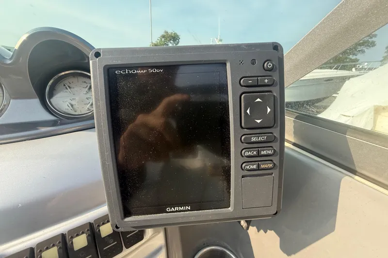 Slide: The Image of Garmin echoMAP 50dv on 2008 Monterey 254FS boat dashboard. - 18