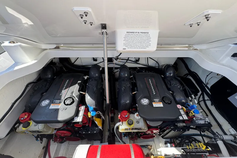 Slide: The Image of 2024 Cobalt R33 engine compartment with dual Volvo Penta V8 engines. - 44