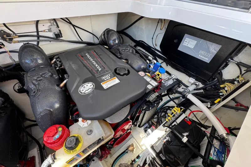 Slide: The Image of 2024 Cobalt R33 engine compartment with Volvo Penta 380 V8 engine and Webasto Breeze system. - 45