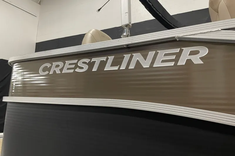 Slide: The Image of 2018 Crestliner FS 220 boat, close-up of logo and design details. - 21