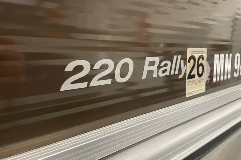 Slide: The Image of Close-up of 2018 Crestliner FS 220 Rally boat registration details. - 22