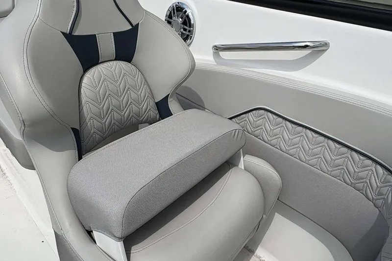 Slide: The Image of Luxurious seating in 2023 Hurricane SD 2400 boat, featuring elegant gray upholstery and modern design. - 7