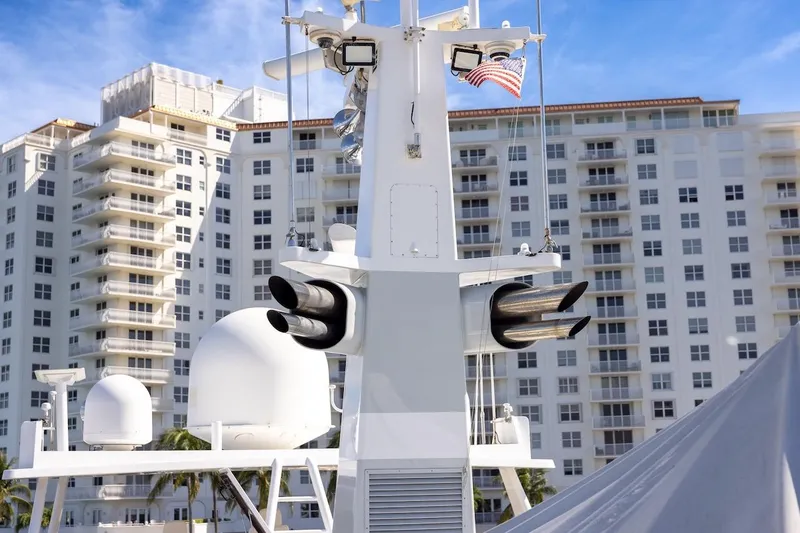 Slide: The Image of Rooftop view of ABD 90 Explorer yacht with cityscape background, 1996 model. - 22