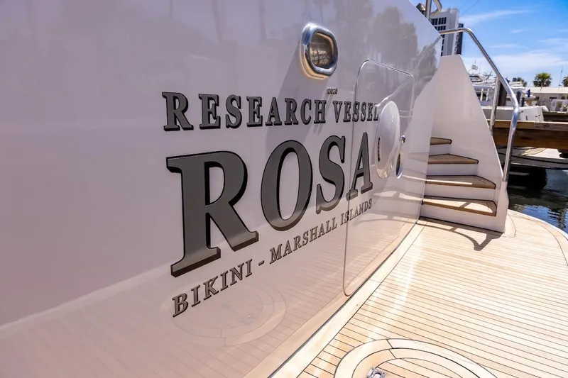 Slide: The Image of Research vessel "Rosa" docked, ABD 90 Explorer, 1996, Bikini - Marshall Islands. - 46