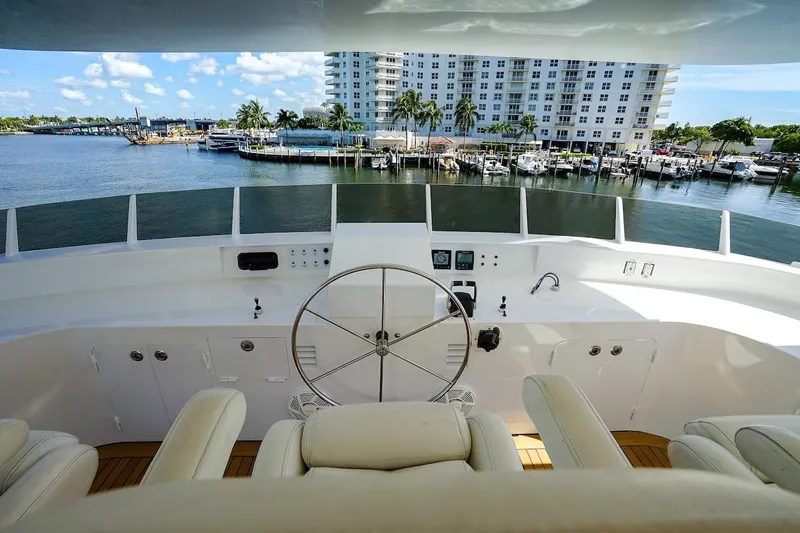 Slide: The Image of Luxury yacht helm with waterfront view, ABD 90 Explorer, 1996 model. - 89