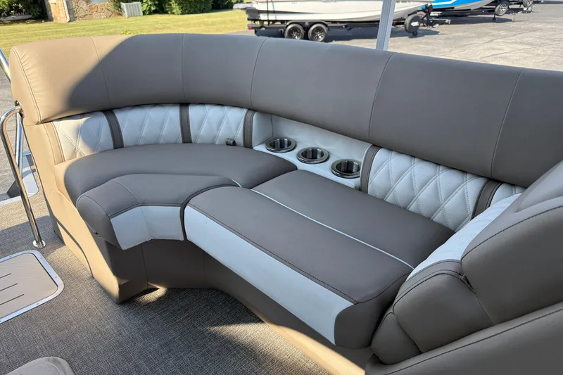 Slide: The Image of Luxurious seating on 2025 Bennington 23 LXSFB boat with cup holders and elegant upholstery. - 33