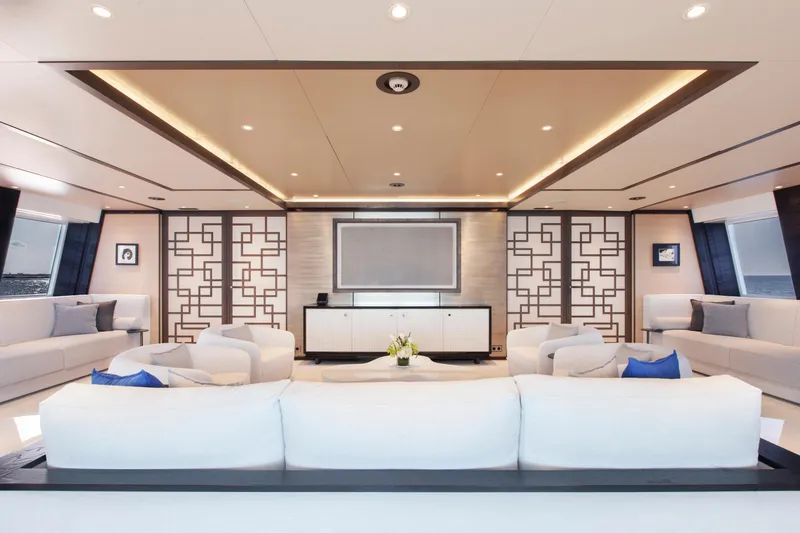 Slide: The Image of Luxurious interior of 2016 Alia Yachts 60M with modern design and elegant furnishings. - 14