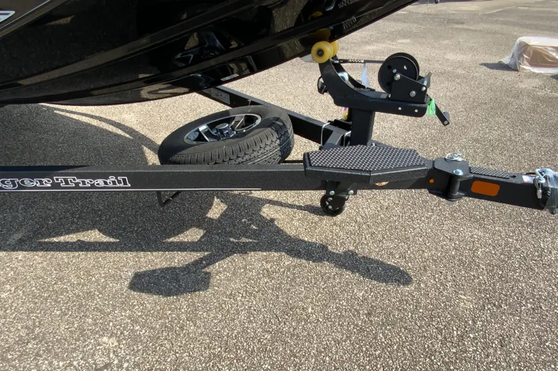 Slide: The Image of 2026 Ranger RT178 boat trailer hitch and wheel on asphalt surface. - 3