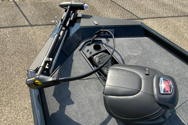 Slide: The Image of 2026 Ranger RT178 boat deck with trolling motor and seat, featuring sleek design and functionality. - 8