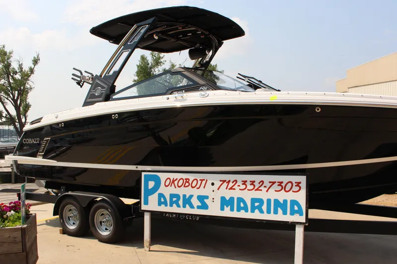 Slide: The Image of 2025 Cobalt R8 Surf boat at Parks Marina, Okoboji. - 27