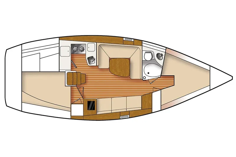 Slide: The Image of Floor plan of a 2026 Catalina 316 sailboat interior layout. - 22