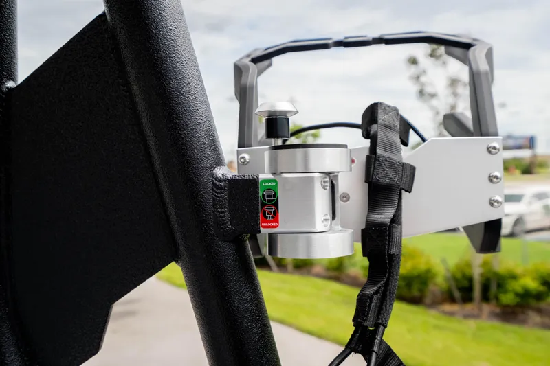 Slide: The Image of Close-up of 2026 Nautique Super Air Nautique GS22 boat component with lock mechanism. - 41