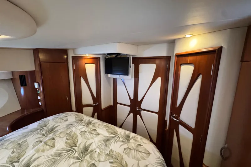 Slide: The Image of Luxurious bedroom in a 2009 Ovation 52 yacht. - 48