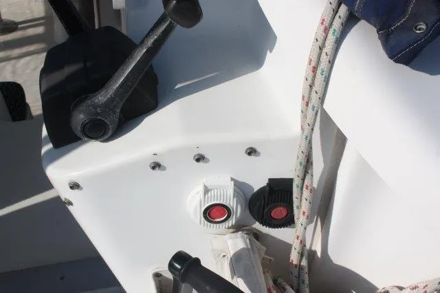 Slide: The Image of Close-up of the control panel on a 2008 Fountaine Pajot Orana 44 catamaran. - 15