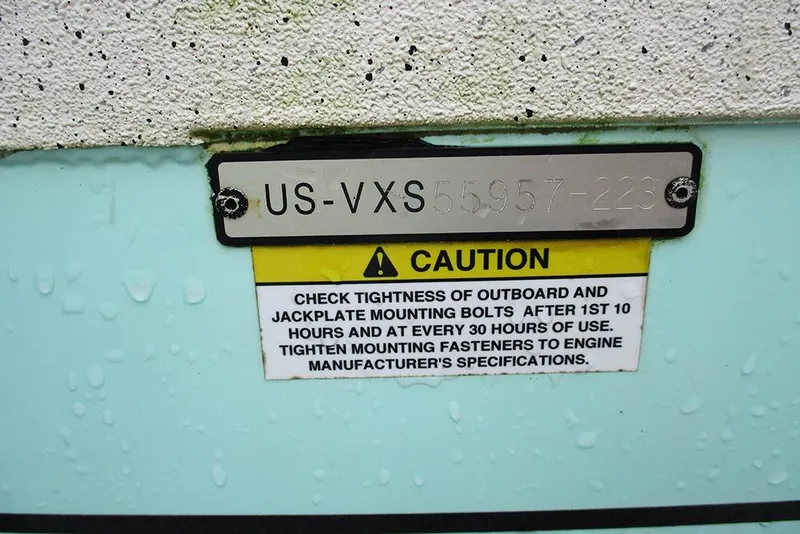 Slide: The Image of 2023 Vexus AVX2180CC caution label with maintenance instructions and serial number. - 32