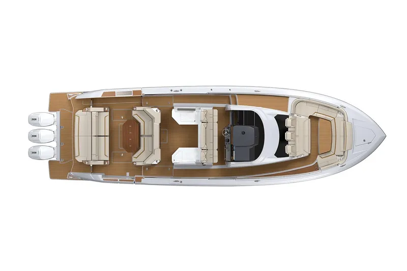 Slide: The Image of Manufacturer Provided Image: 2023 Tiara Yachts 48 LS top view, luxury motor yacht with spacious deck layout. - 23