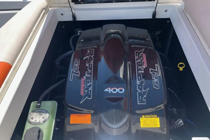 Slide: The Image of 2015 Tigé RZ 2 boat engine, Raptor 6.2L, 400 horsepower. - 6