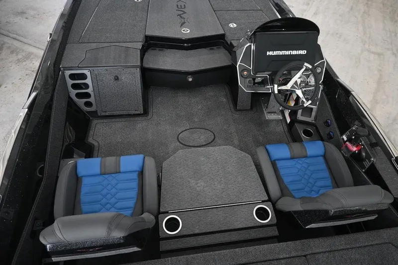 Slide: The Image of 2026 Vexus VX s21 boat interior with dual seats and advanced steering console. - 12