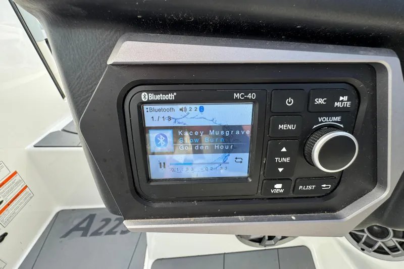Slide: The Image of 2023 Axis A225 boat stereo system displaying song "Slow Burn" by Kacey Musgraves. - 17