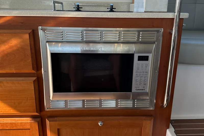 Slide: The Image of Built-in microwave in 2017 Back Cove 41 yacht kitchen area. - 37