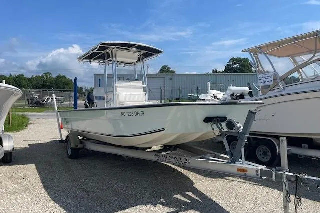 Slide: The Image of 2007 KenCraft 2260 BAYRIDER boat on trailer, parked outdoors under blue sky. - 0