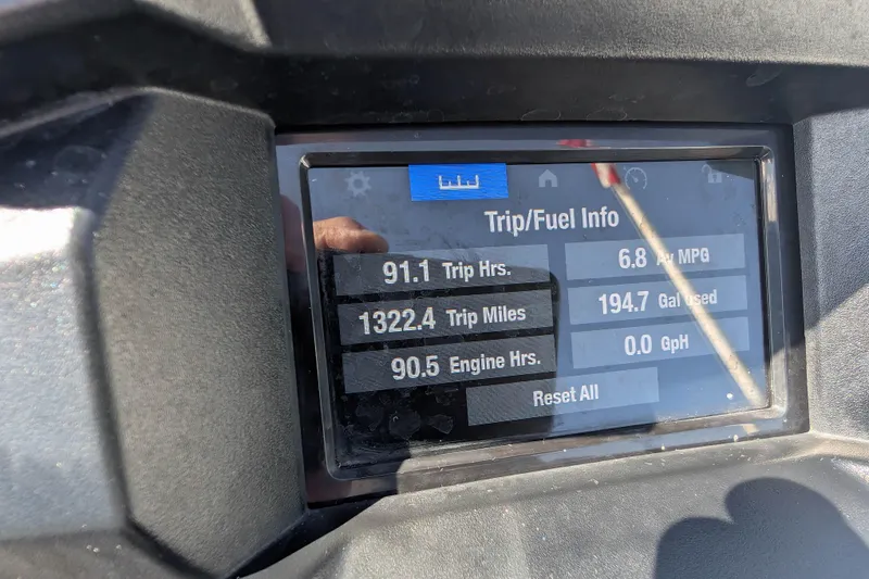 Slide: The Image of Yamaha WaveRunner VX Deluxe 2021 dashboard displaying trip and fuel information. - 13