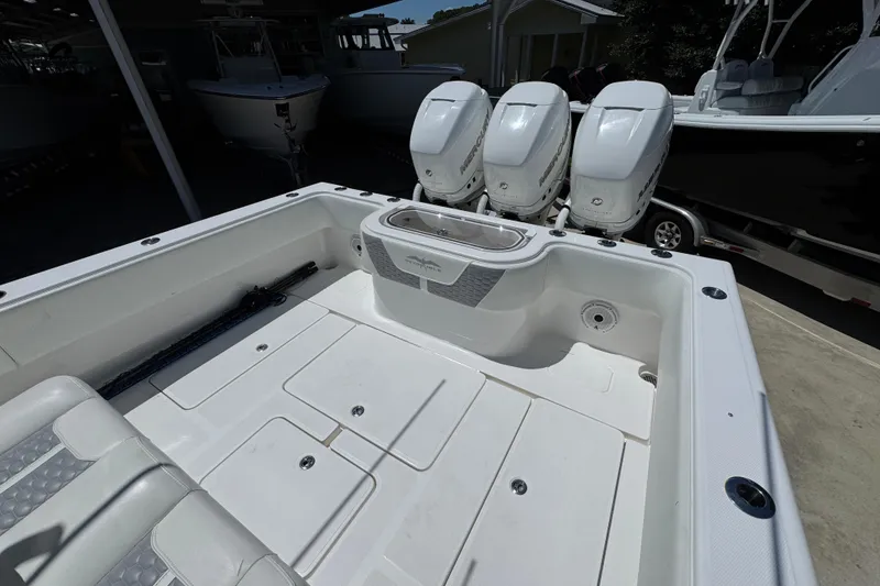 Slide: The Image of 2021 Invincible 36 Open Fisherman boat with triple Mercury engines, spacious deck. - 40