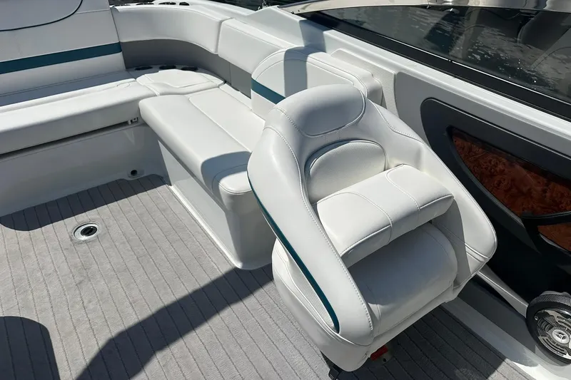 Slide: The Image of 2009 Formula 270 Bowrider interior with white seating and modern design. - 19