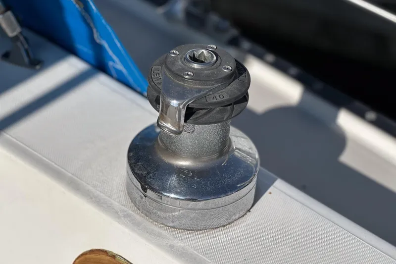 Slide: The Image of Winch on 1984 Catalina 30 sailboat deck, used for sail handling. - 47