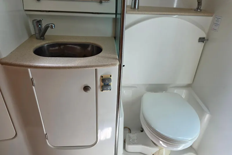Slide: The Image of 2007 Jeanneau 49 Performance yacht bathroom with sink and toilet. - 46
