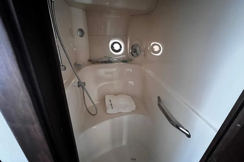Slide: The Image of Luxurious shower in 2012 Sea Ray 500 Sundancer yacht bathroom. - 27